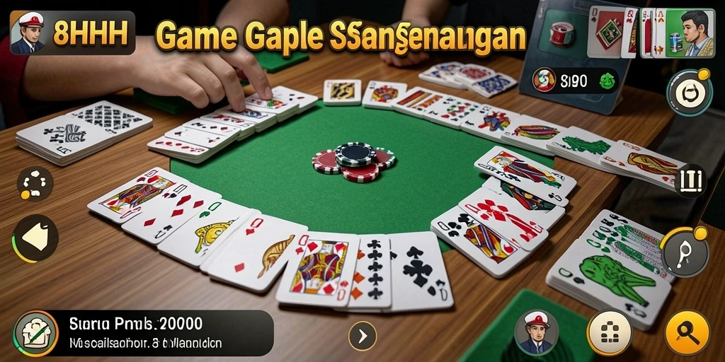 Tampilan gameplay Gaple yang seru dalam <strong>8HHH</strong>.