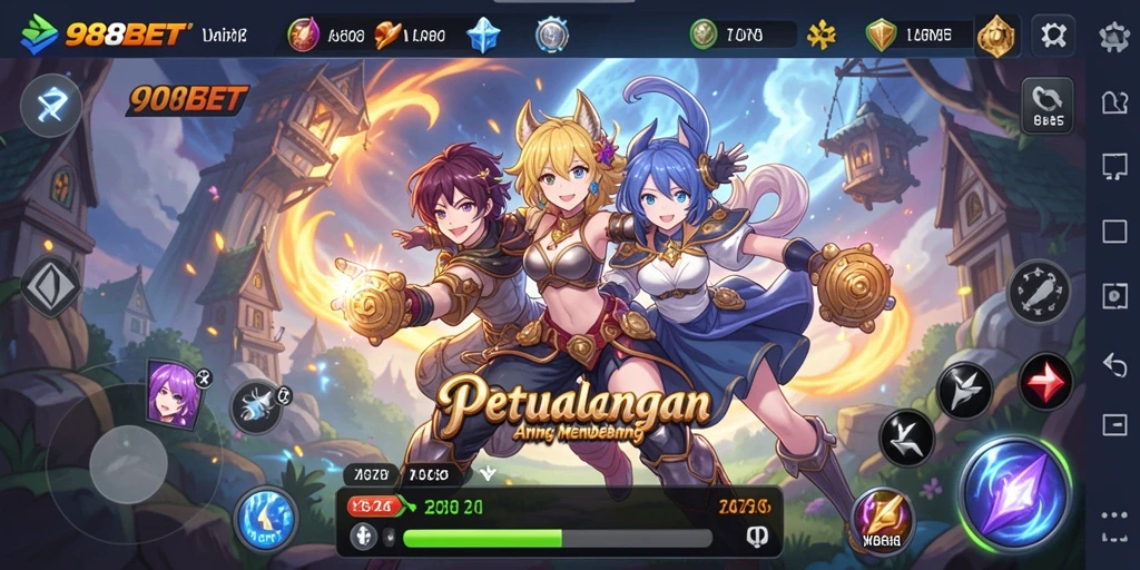 Screenshot gameplay 988BET menampilkan karakter Anime dalam aksi mendebarkan.