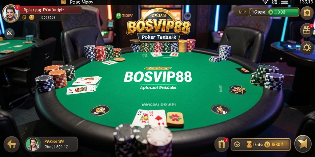 Screenshot gameplay BOSVIP88 menampilkan suasana poker yang mendebarkan.