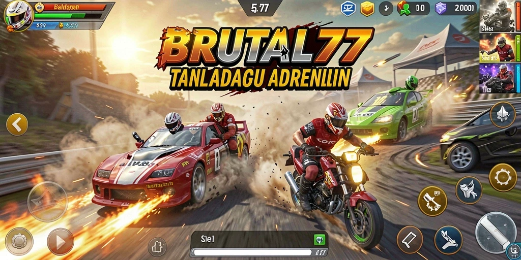 Tampilan gameplay BRUTAL77 yang menegangkan dan seru.