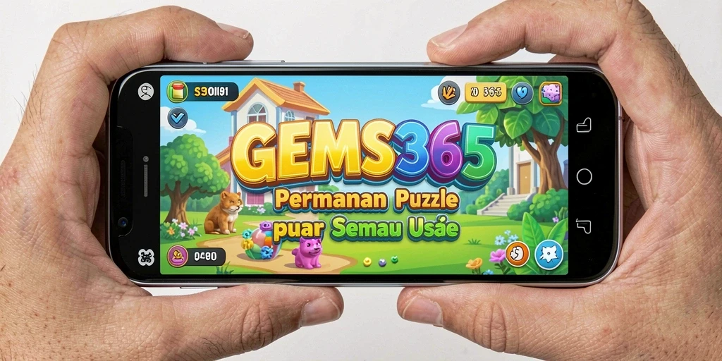 Tangkapan layar utama GEMS365 dengan gameplay Puzzle yang memikat.