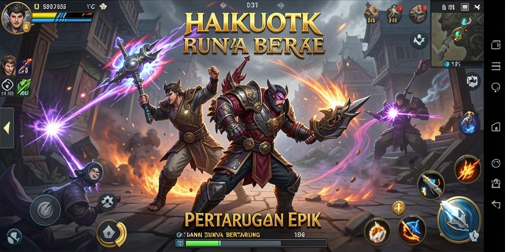Tampilan pertarungan hebat dalam HAIKUOTK dengan karakter dinamis.