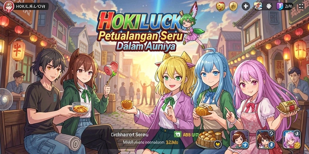Tampilan gameplay menarik di HOKILUCK dengan karakter anime beraksi.