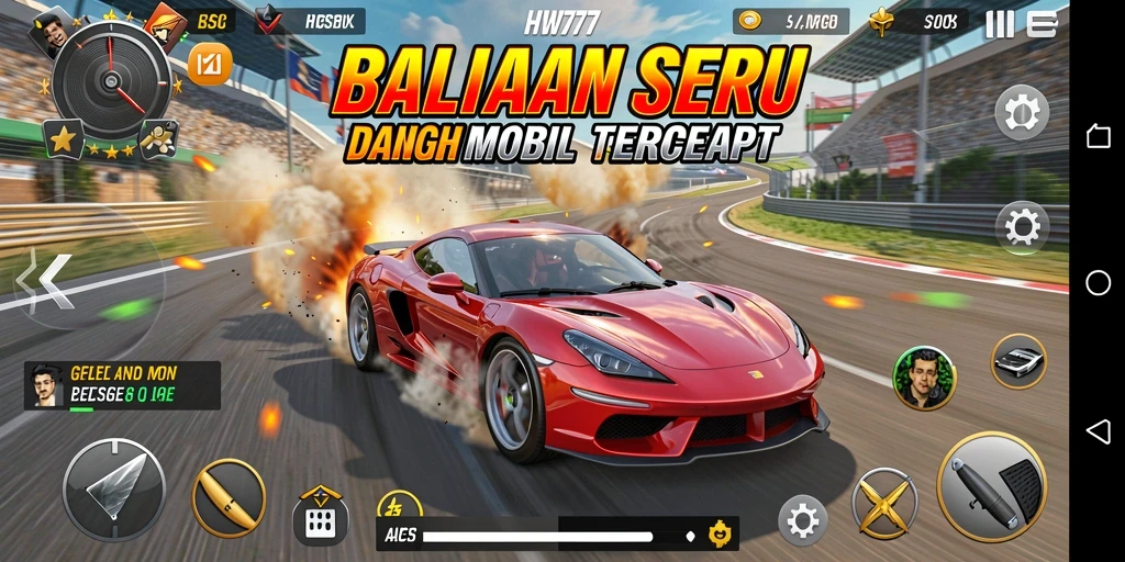 Gameplay HW777 yang mendebarkan dengan mobil balap terbaik.