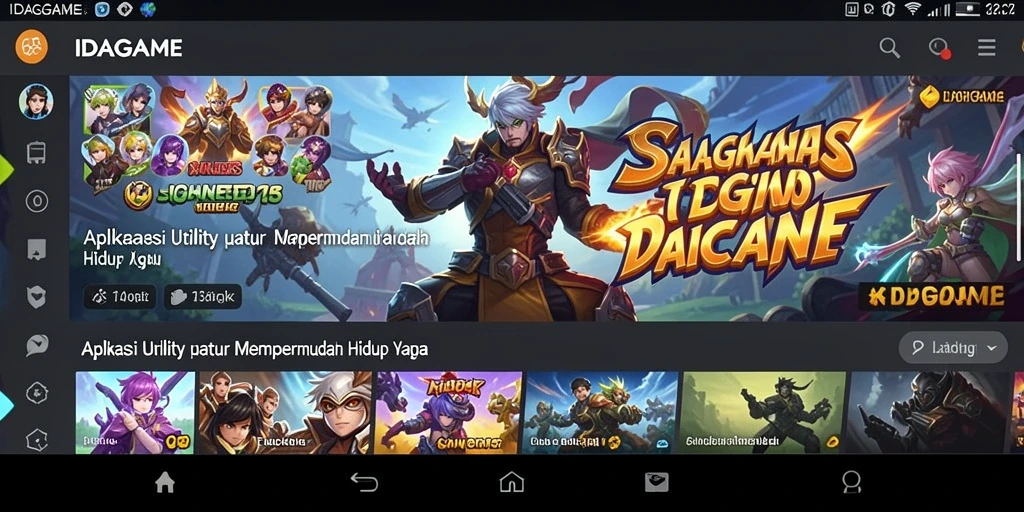 Screenshot utama IDAGAME menampilkan fitur pengingat dan manajemen tugas.