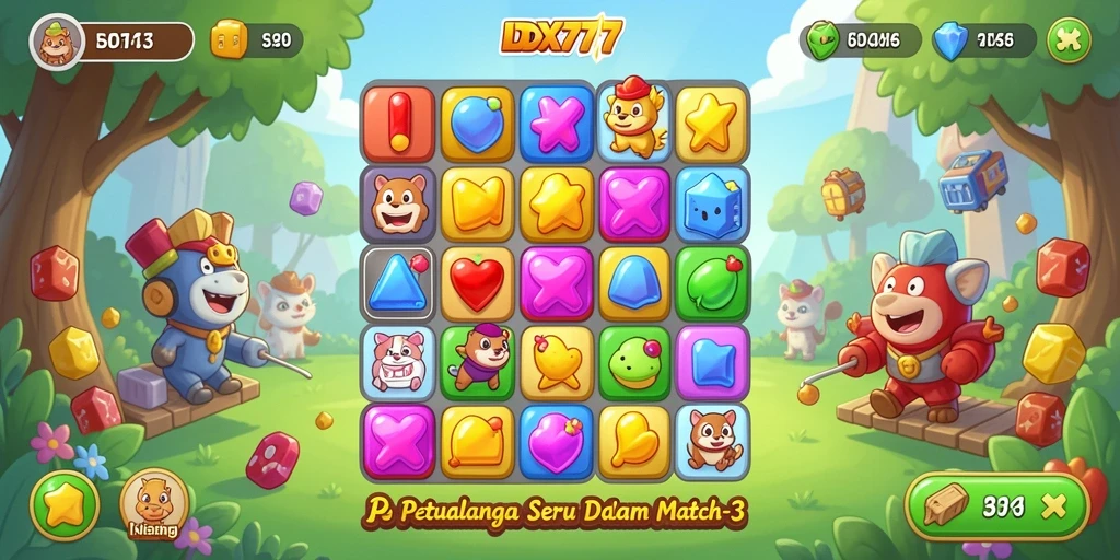 Screenshot gameplay menampilkan pengalaman seru permainan Match-3.
