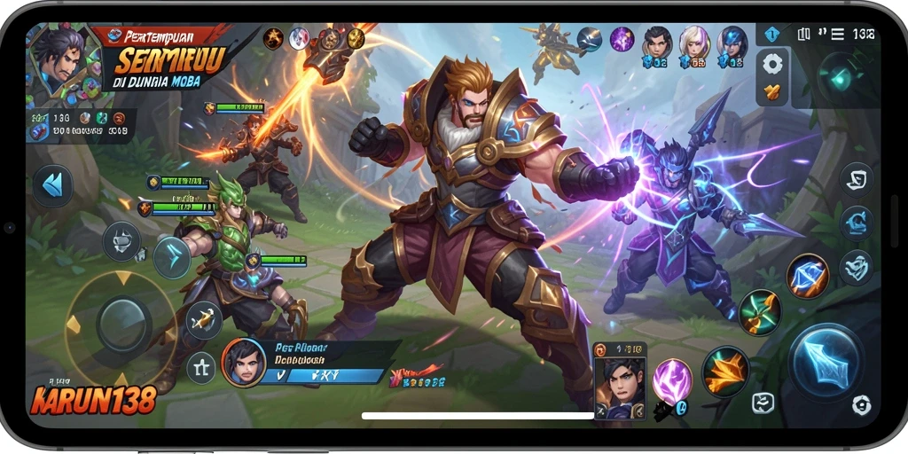 Tampilan screenshot utama KARUN138 yang menunjukkan aksi pertempuran seru.