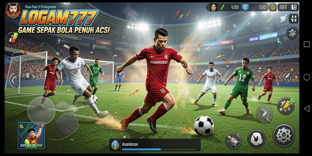 Tangkapan layar LOGAM777 menampilkan aksi seru di lapangan sepak bola.