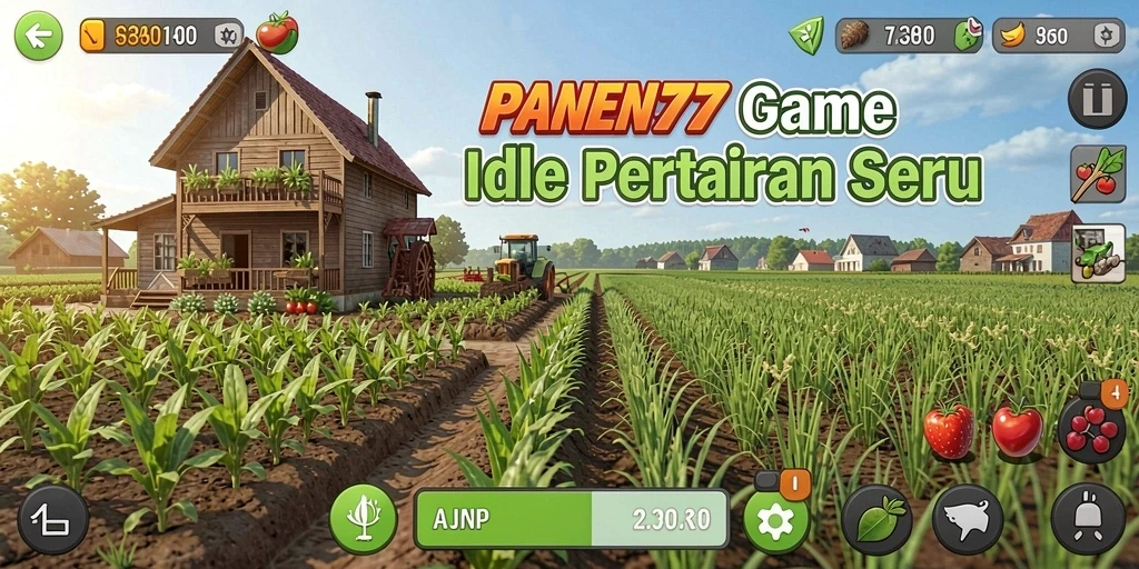 Tampilan menarik gameplay PANEN77 dengan pertanian yang berwarna-warni.