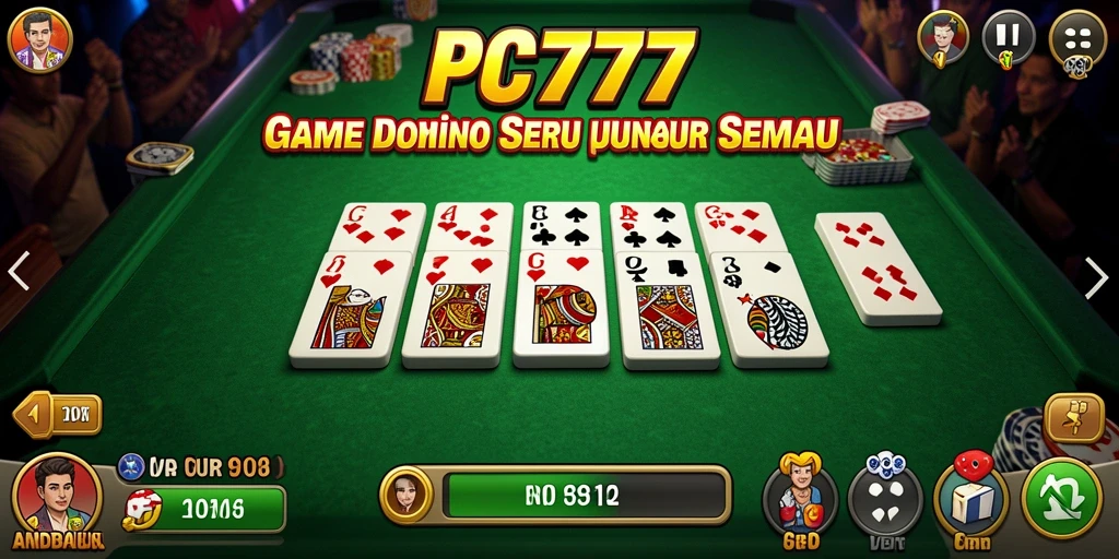 Screenshot utama PC777 menampilkan gameplay domino yang seru.