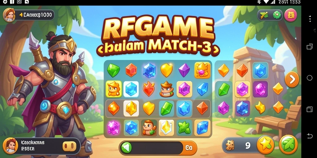 Gameplay seru RPGAME dengan grafis Match-3 yang menarik.