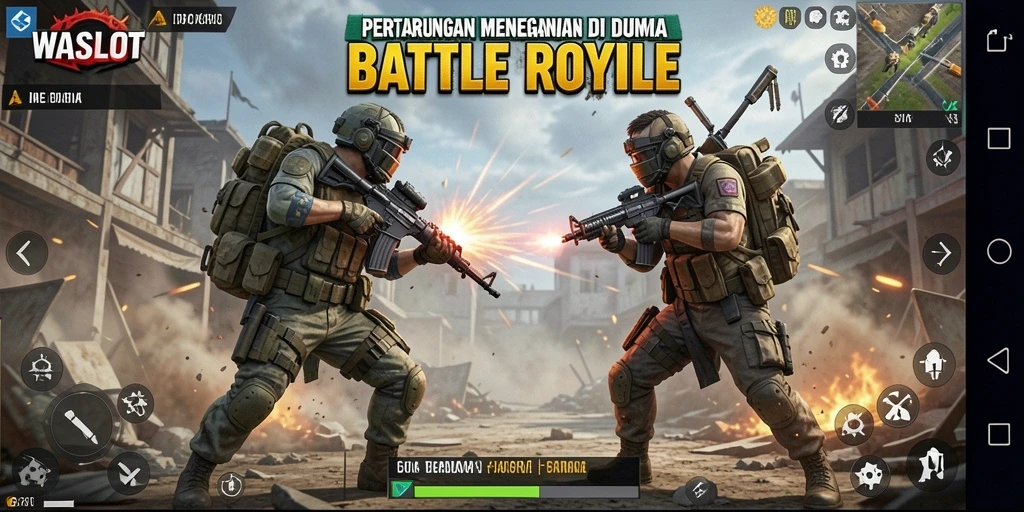 Tangkapan layar menunjukkan aksi intens gameplay Battle Royale.